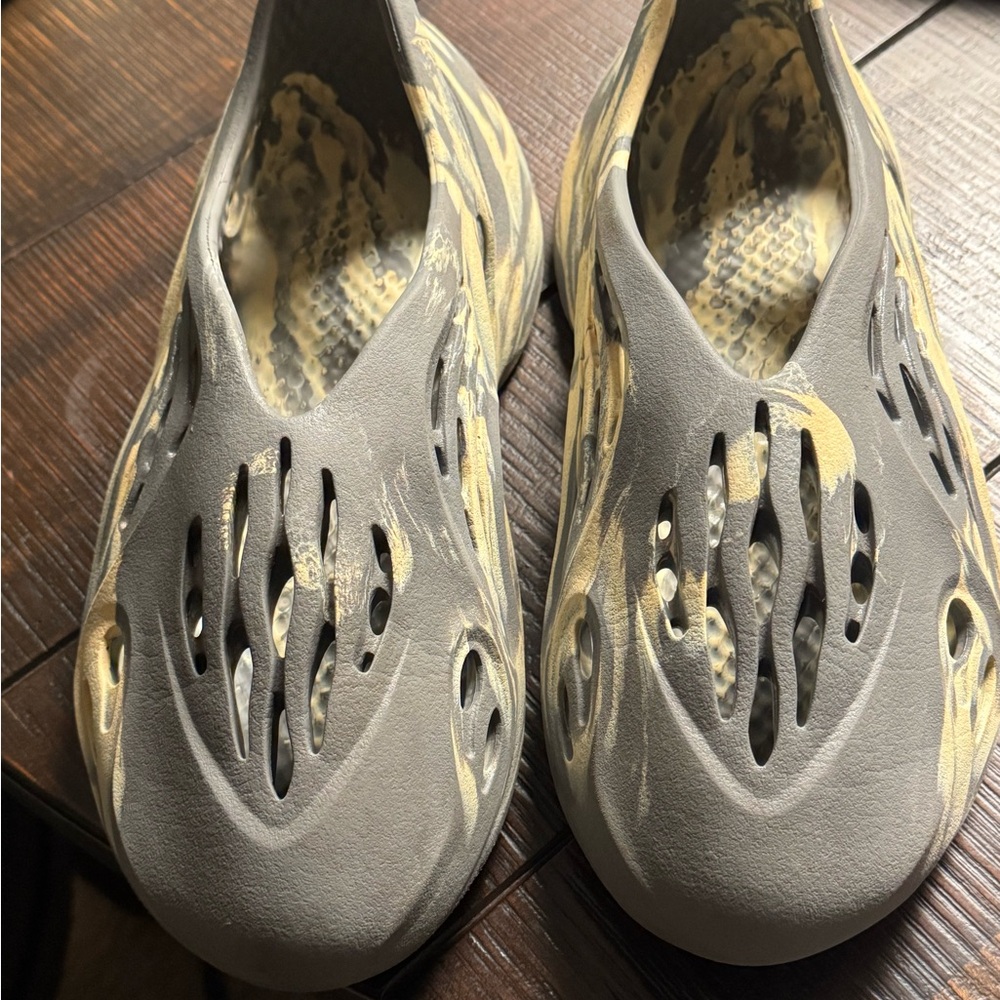 Yeezy Gray and Cream Athletic Shoes